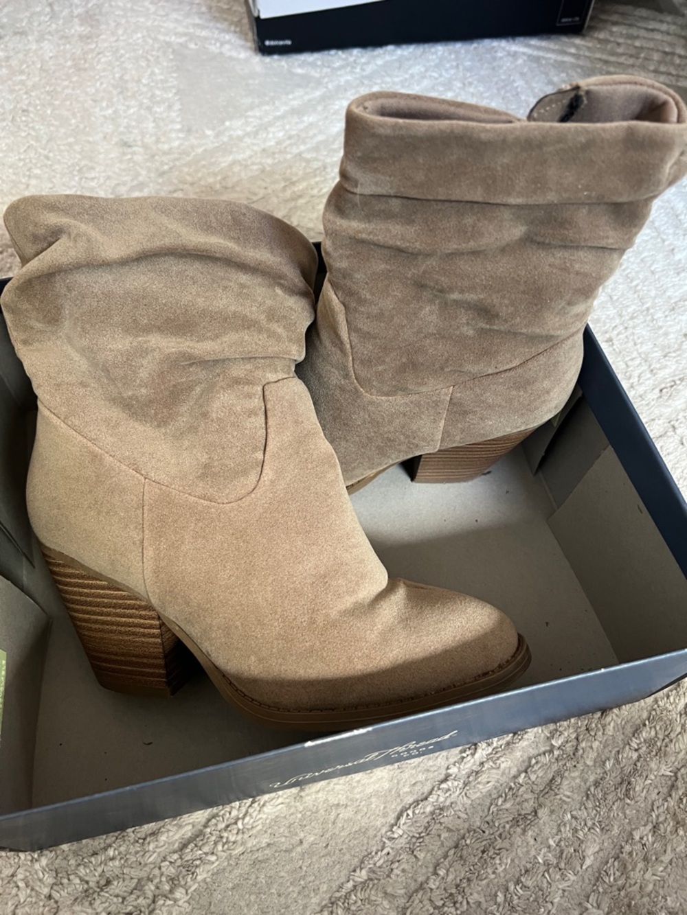 Universal Thread Taupe Suede Slouch Ankle Booties